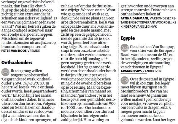 LBC-NVK reageert op "Gegarandeerd werk: onthaalouder" (Gazet van Antwerpen, 18/8)